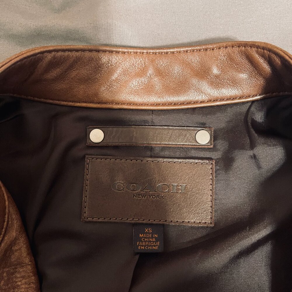 Coach F82825 Cow Leather jacket XS brown MSRP $1000 - Picture 4 of 8